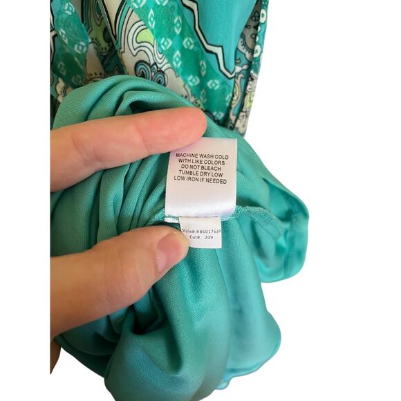 Robbie Bee Y2K Bandana Handkerchief Aqua Teal Blue Sleeveless Midi Dress | 10 - Picture 6 of 6